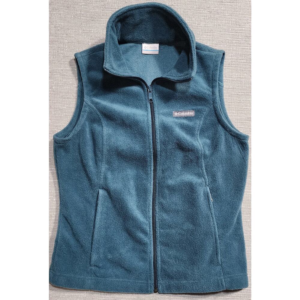 Columbia Womens Fleece Vest Teal Zip Front Size M - Picture 2 of 12